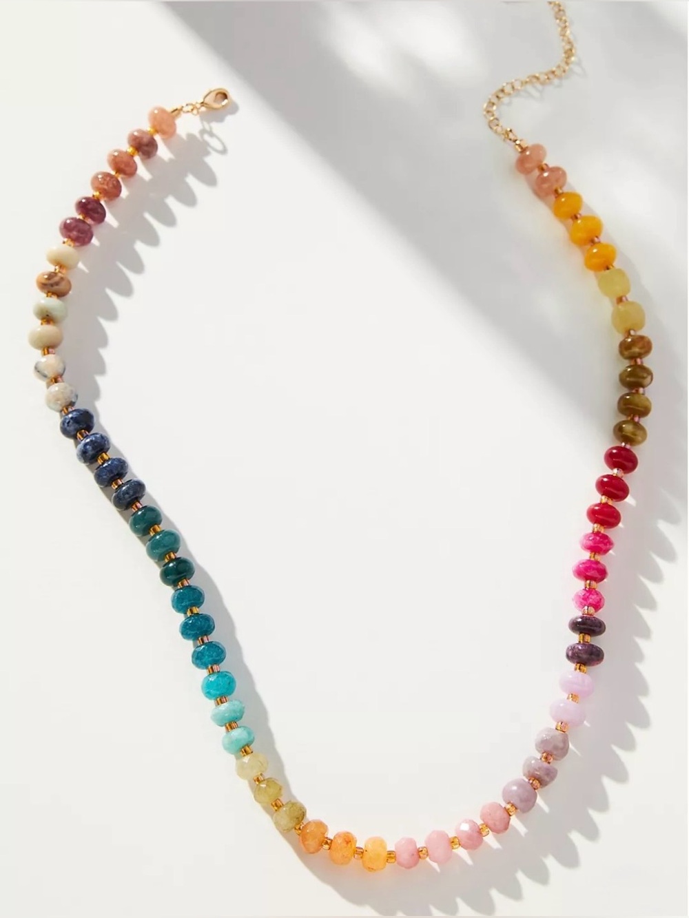 Anthropologie Colorful Rainbow Gemstone Beaded Necklace